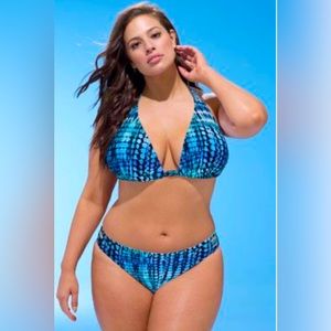 Swimsuits for All- Ashley Graham Blue Halter Bikini